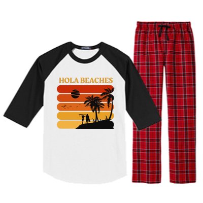 Hola Beaches Funny Beach Vacation Raglan Sleeve Pajama Set