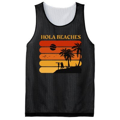 Hola Beaches Funny Beach Vacation Mesh Reversible Basketball Jersey Tank