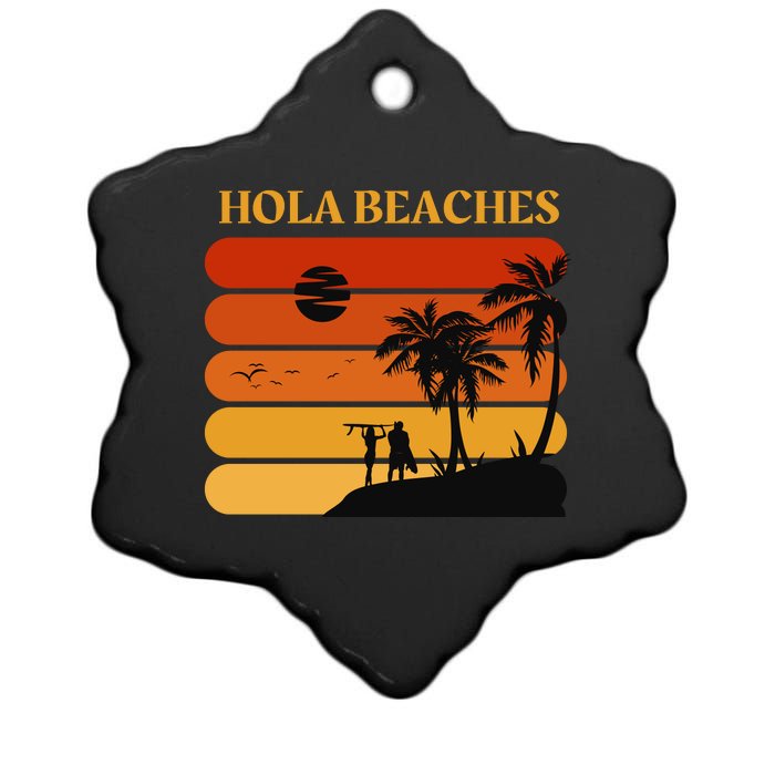 Hola Beaches Funny Beach Vacation Ceramic Star Ornament