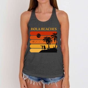 Hola Beaches Funny Beach Vacation Women's Knotted Racerback Tank