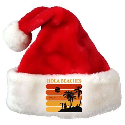 Hola Beaches Funny Beach Vacation Premium Christmas Santa Hat