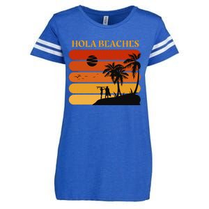 Hola Beaches Funny Beach Vacation Enza Ladies Jersey Football T-Shirt