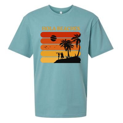 Hola Beaches Funny Beach Vacation Sueded Cloud Jersey T-Shirt