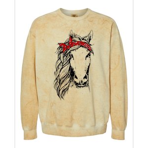 Horse Bandana For Horseback Riding Horse Lover Colorblast Crewneck Sweatshirt