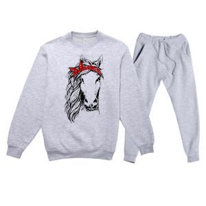 Horse Bandana For Horseback Riding Horse Lover Premium Crewneck Sweatsuit Set