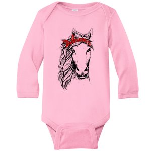 Horse Bandana For Horseback Riding Horse Lover Baby Long Sleeve Bodysuit