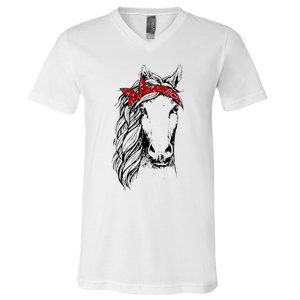 Horse Bandana For Horseback Riding Horse Lover V-Neck T-Shirt