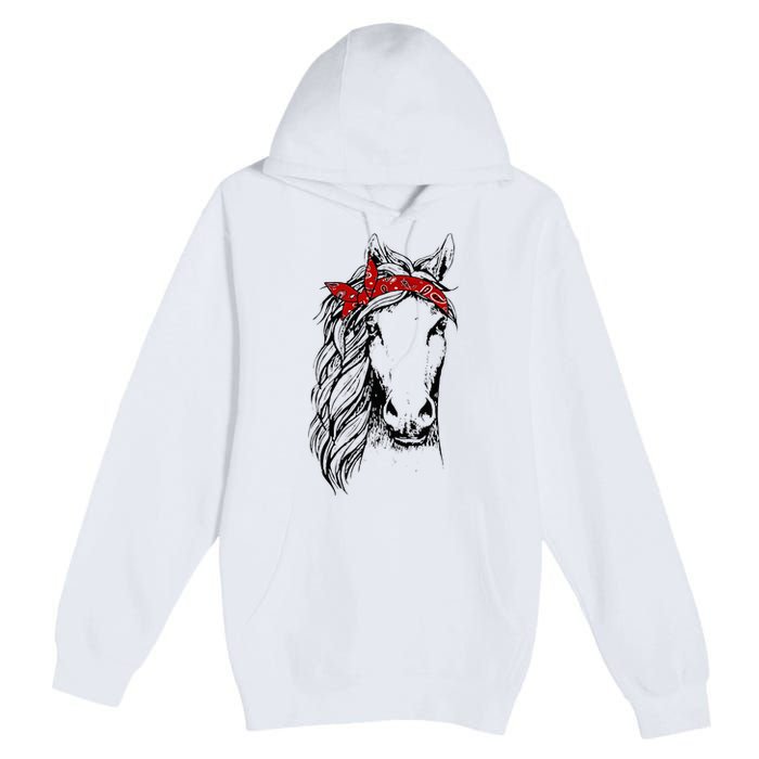 Horse Bandana For Horseback Riding Horse Lover Premium Pullover Hoodie