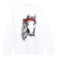 Horse Bandana For Horseback Riding Horse Lover Premium Crewneck Sweatshirt