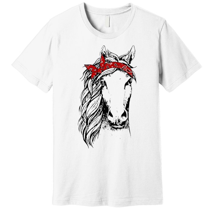 Horse Bandana For Horseback Riding Horse Lover Premium T-Shirt