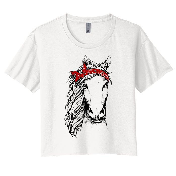 Horse Bandana For Horseback Riding Horse Lover Women's Crop Top Tee