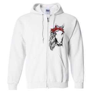 Horse Bandana For Horseback Riding Horse Lover Full Zip Hoodie