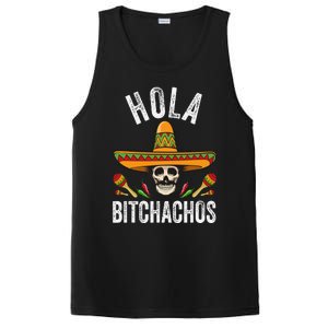 Hola Bitchachos Funny Mexican Skull Cinco De Mayo PosiCharge Competitor Tank