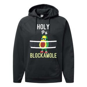 Holy Blockamole Funny Volleyball Block Avocado Teen Girl Performance Fleece Hoodie