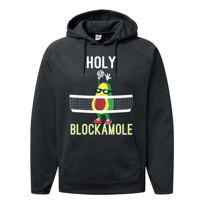 Holy Blockamole Funny Volleyball Block Avocado Teen Girl Performance Fleece Hoodie