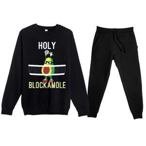 Holy Blockamole Funny Volleyball Block Avocado Teen Girl Premium Crewneck Sweatsuit Set