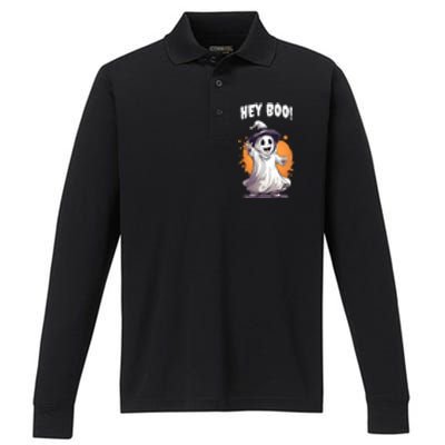 Hey Boo! Funny Halloween Ghost Costume Funny Gift Performance Long Sleeve Polo