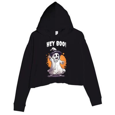 Hey Boo! Funny Halloween Ghost Costume Funny Gift Crop Fleece Hoodie