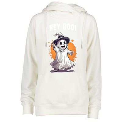 Hey Boo! Funny Halloween Ghost Costume Funny Gift Womens Funnel Neck Pullover Hood