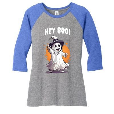 Hey Boo! Funny Halloween Ghost Costume Funny Gift Women's Tri-Blend 3/4-Sleeve Raglan Shirt