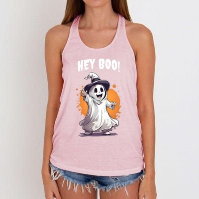 Hey Boo! Funny Halloween Ghost Costume Funny Gift Women's Knotted Racerback Tank