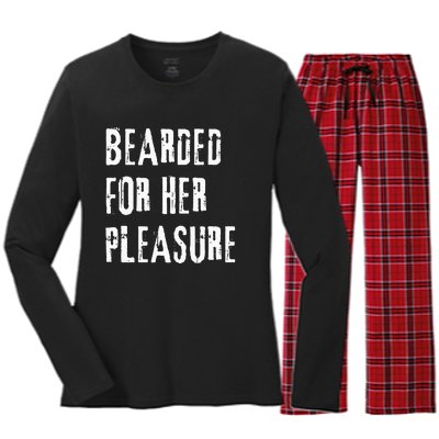 Humor Bearded for Her Pleasure Naughty Dirty Jokes Women's Long Sleeve Flannel Pajama Set 