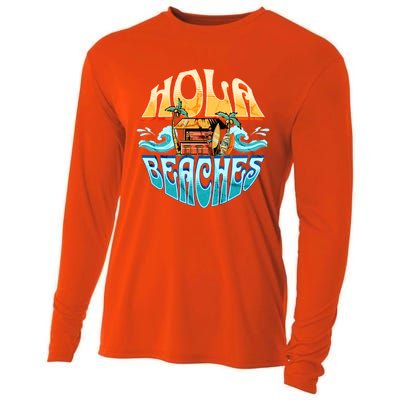 Hola Beaches Funny Aloha Beach Family Summer Vacation Trip Gift Cooling Performance Long Sleeve Crew