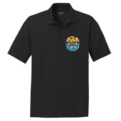 Hola Beaches Funny Aloha Beach Family Summer Vacation Trip Gift PosiCharge RacerMesh Polo