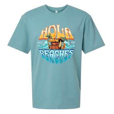 Hola Beaches Funny Aloha Beach Family Summer Vacation Trip Gift Sueded Cloud Jersey T-Shirt