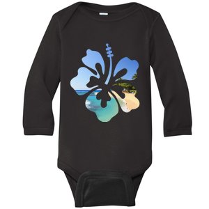 Hibiscus Beach Flower Baby Long Sleeve Bodysuit