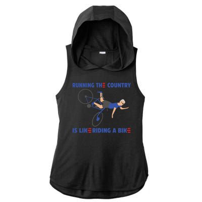 Horrible Biden Falling From Bike Ladies PosiCharge Tri-Blend Wicking Draft Hoodie Tank