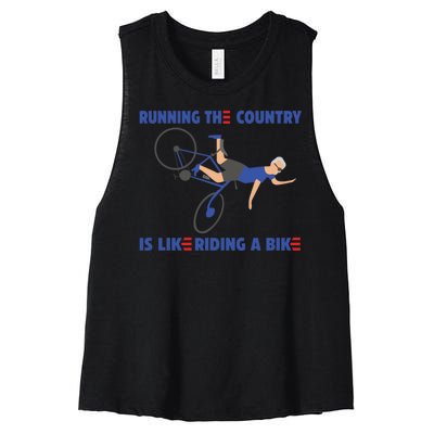 Horrible Biden Falling From Bike Women's Racerback Cropped Tank