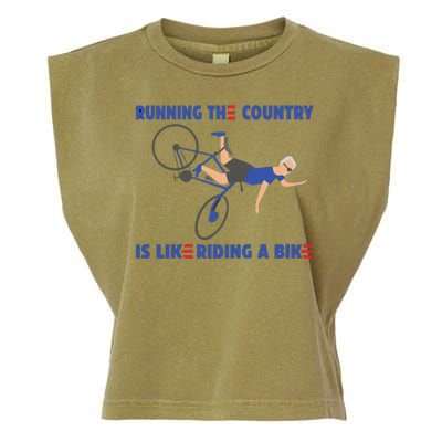 Horrible Biden Falling From Bike Garment-Dyed Women's Muscle Tee