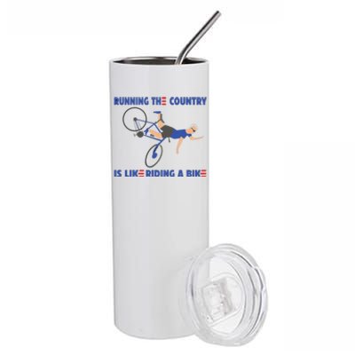 Horrible Biden Falling From Bike Stainless Steel Tumbler