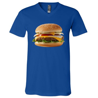 Hamburger Burger Food Day Buns Cheeseburger Grilling Outdoor Cool Gift V-Neck T-Shirt