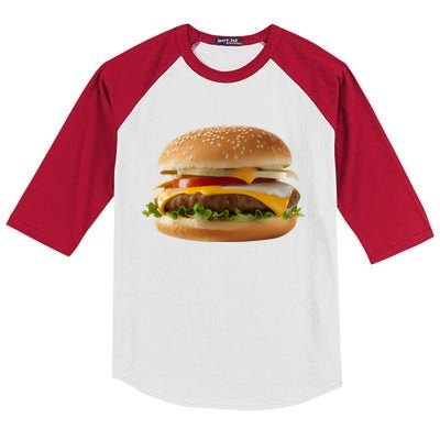 Hamburger Burger Food Day Buns Cheeseburger Grilling Outdoor Cool Gift Kids Colorblock Raglan Jersey