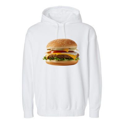 Hamburger Burger Food Day Buns Cheeseburger Grilling Outdoor Cool Gift Garment-Dyed Fleece Hoodie