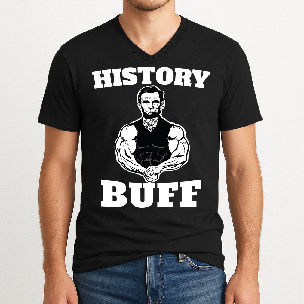 History Buff Funny Abraham Lincoln Weightlifting V-Neck T-Shirt