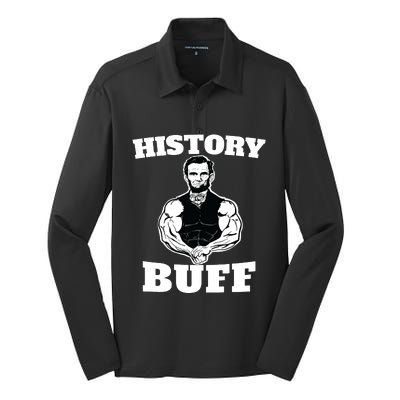 History Buff Funny Abraham Lincoln Weightlifting Silk Touch Performance Long Sleeve Polo