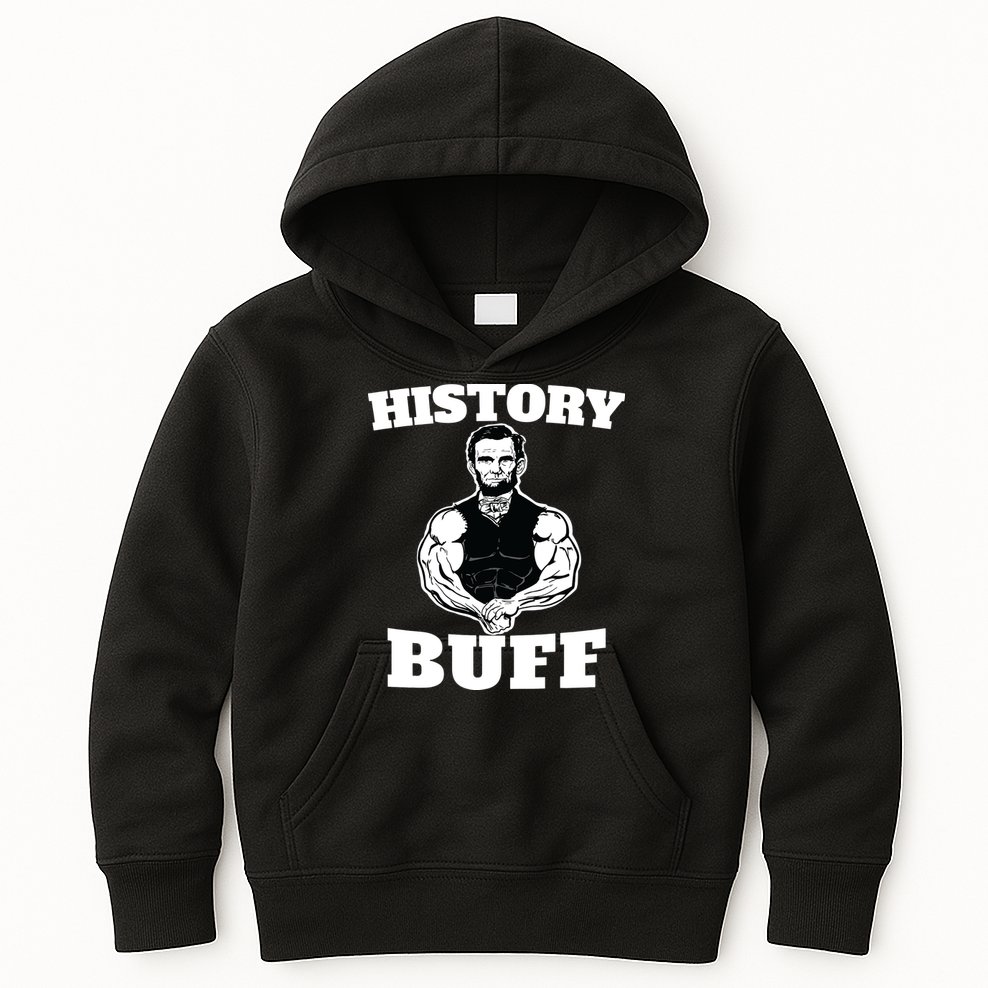 History Buff Funny Abraham Lincoln Weightlifting Kids Hoodie