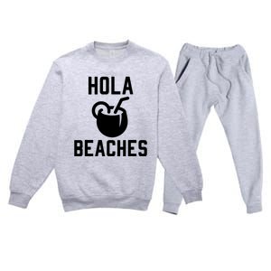 Hola Beaches Funny Drinking Beach Vacation Premium Crewneck Sweatsuit Set