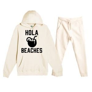 Hola Beaches Funny Drinking Beach Vacation Premium Hooded Sweatsuit Set