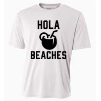 Hola Beaches Funny Drinking Beach Vacation Cooling Performance Crew T-Shirt