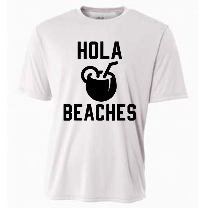 Hola Beaches Funny Drinking Beach Vacation Cooling Performance Crew T-Shirt