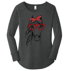 Horse Bandana For Horseback Riding Horse Lover Women's Perfect Tri Tunic Long Sleeve Shirt