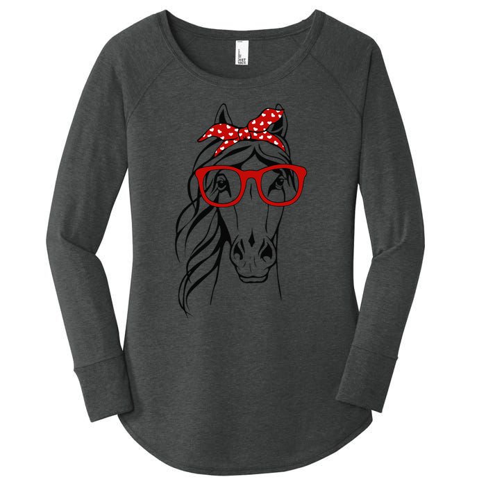 Horse Bandana For Horseback Riding Horse Lover Women's Perfect Tri Tunic Long Sleeve Shirt