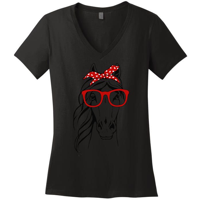 Horse Bandana For Horseback Riding Horse Lover Women's V-Neck T-Shirt