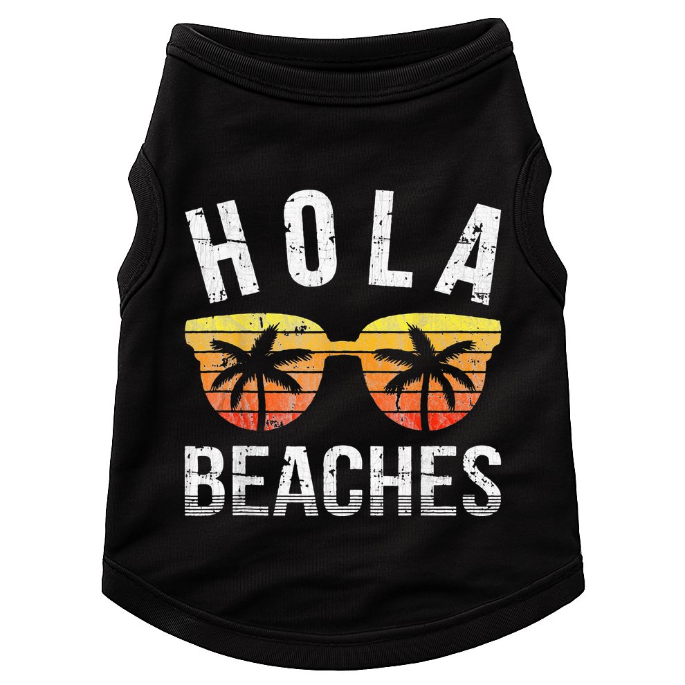 Hola Beaches Funny Beach Vacation Doggie Tank