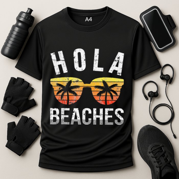 Hola Beaches Funny Beach Vacation Cooling Performance Crew T-Shirt