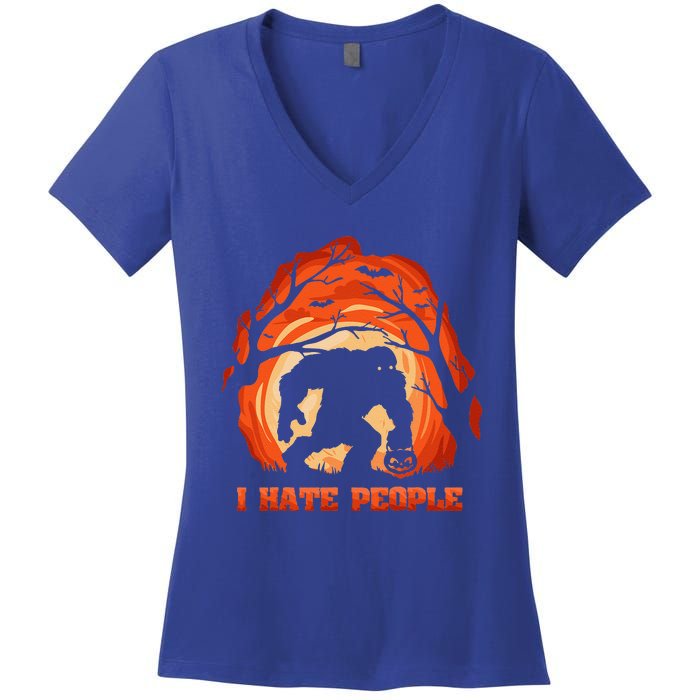 Halloween Bigfoot Funny Trick Or Treat Sasquatch Costume Women's V-Neck T-Shirt